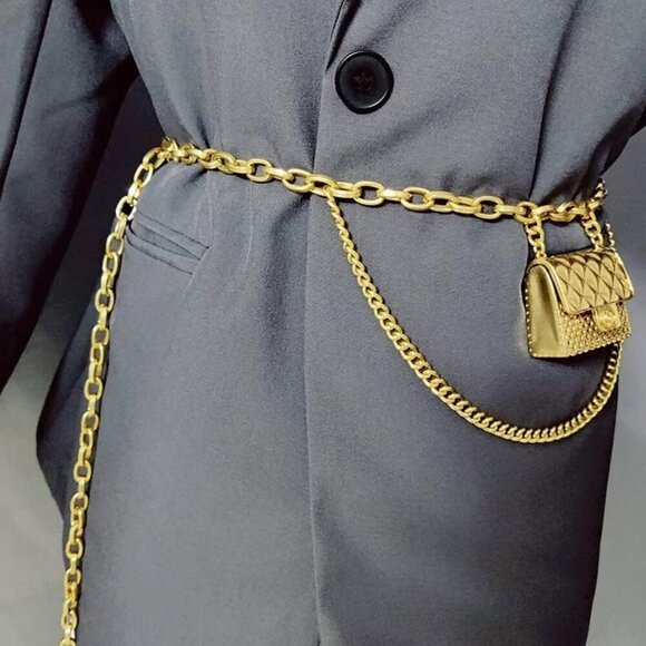 Mini Waist Bag Women Metal Small Belt Fanny Pack Trendy Y2K Accessory